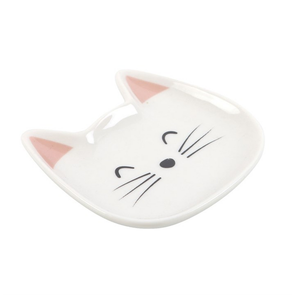 White Cat Face Trinket Dish