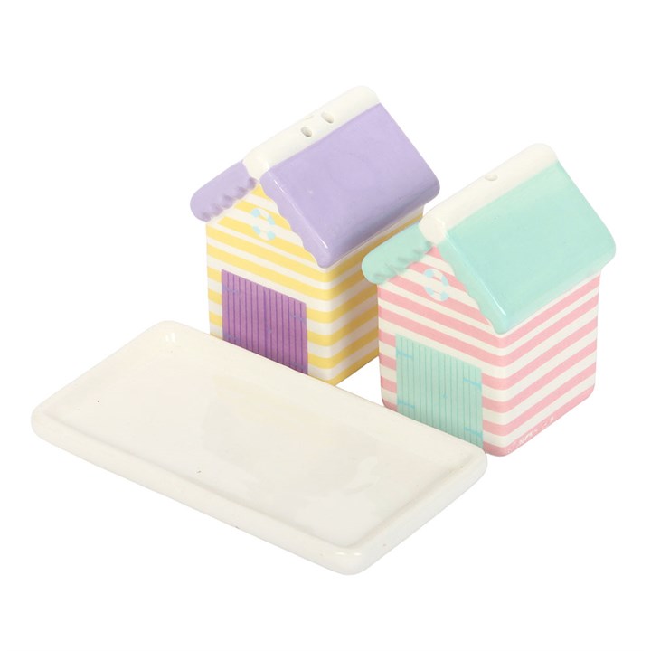 Pastel Beach Hut Salt and Pepper Shakers